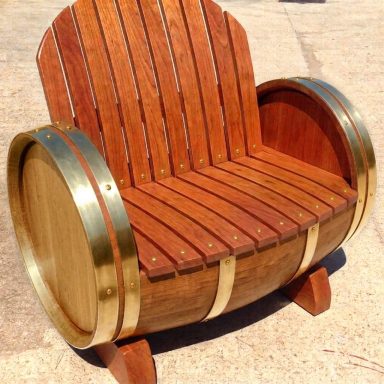 Fauteuil couleur bois Cerisier, cerclage Doré Fauteuil couleur bois Cerisier, cerclage Doré